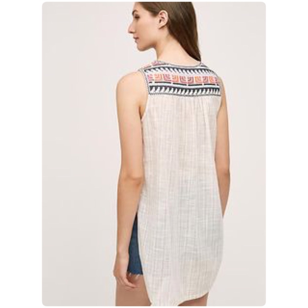 Anthropologie Embroidered Boho Gauze Top - Picture 2 of 4